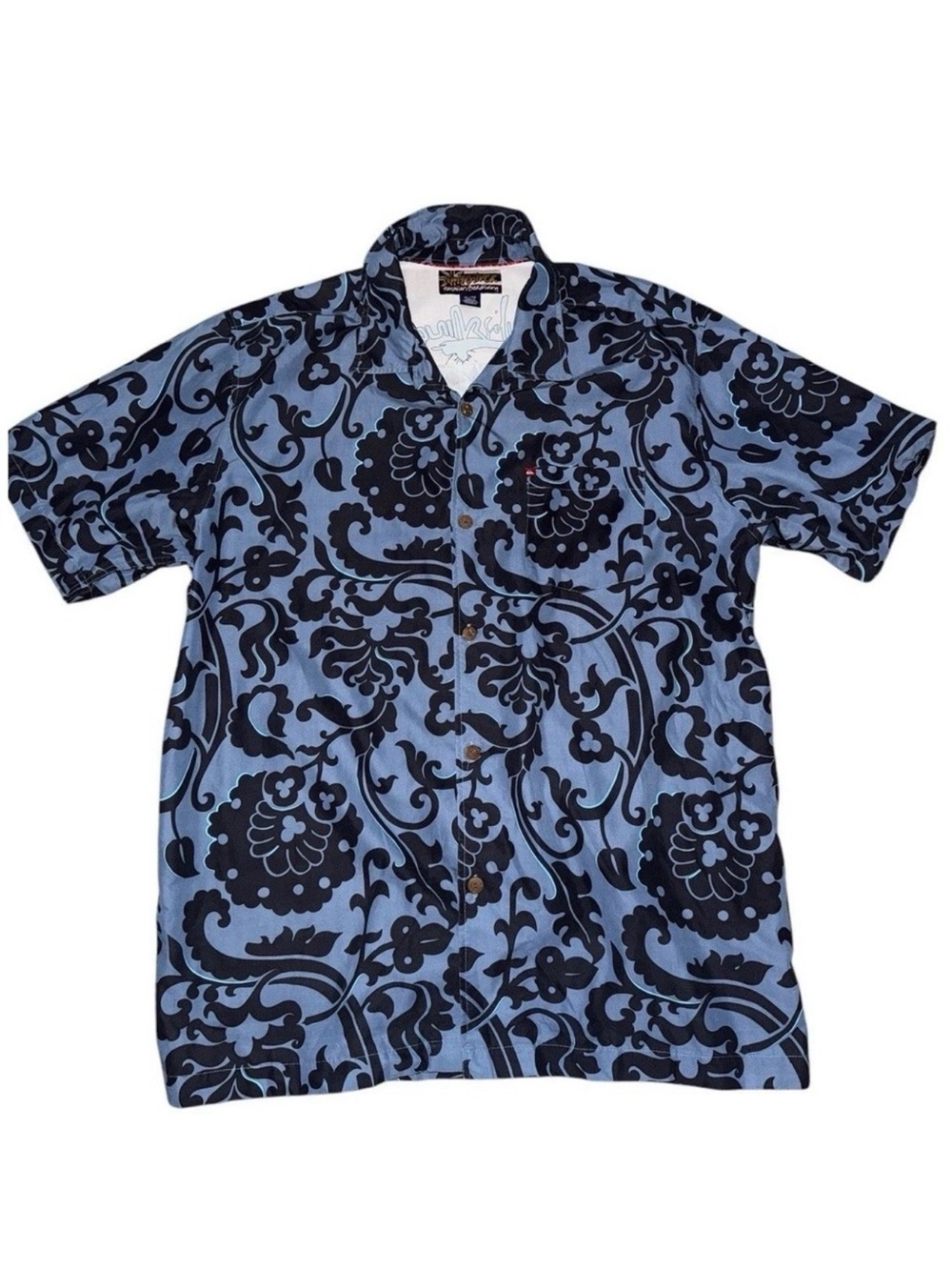 Quicksilver Mens XL Hawaiian AOP Button Down Short Sleeve Board Shirt Aloha